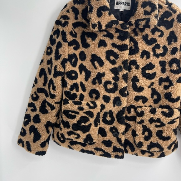 APPARIS Animal Print Leopard cheetah Faux Fur Fleece Teddy Jacket size xs - Picture 5 of 15